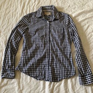 Blue and white gingham print Banana Republic shirt